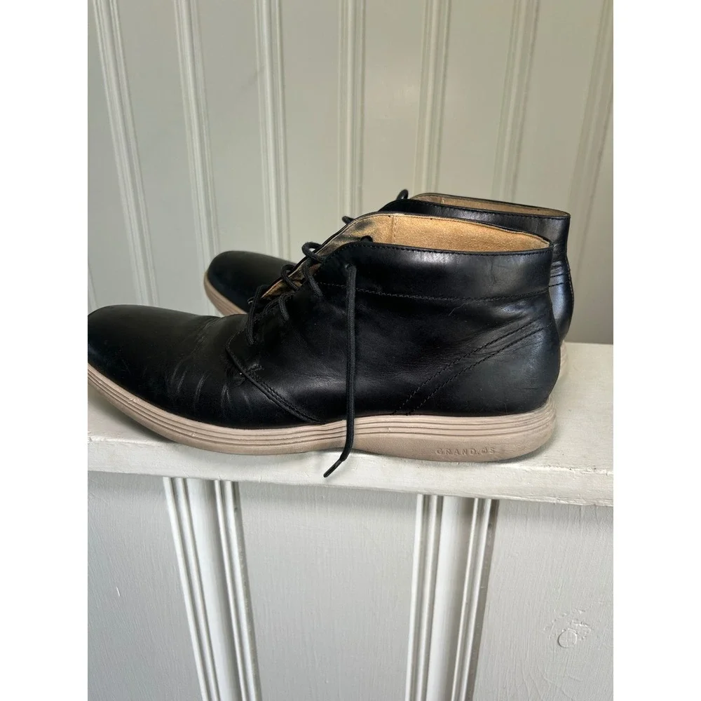 Cole Haan Grand.OS Mens Black Leather Chukka Boots C23729 Size 10 M Dress Shoes